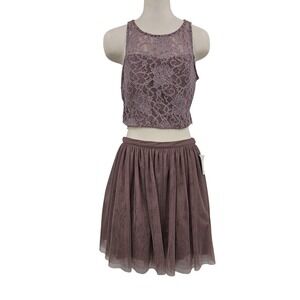 Speechless HOMCO‎ Dress Women SZ 13 Mauve Lace Top Tulle Skirt 2 PC Formal Gown